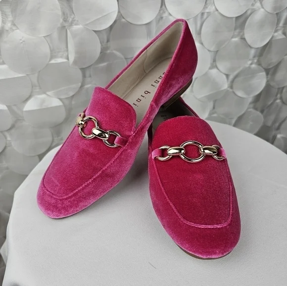 Gianni Bini Buckle Velvet Pink Flat Loafers Size 7 - Picture 9 of 12